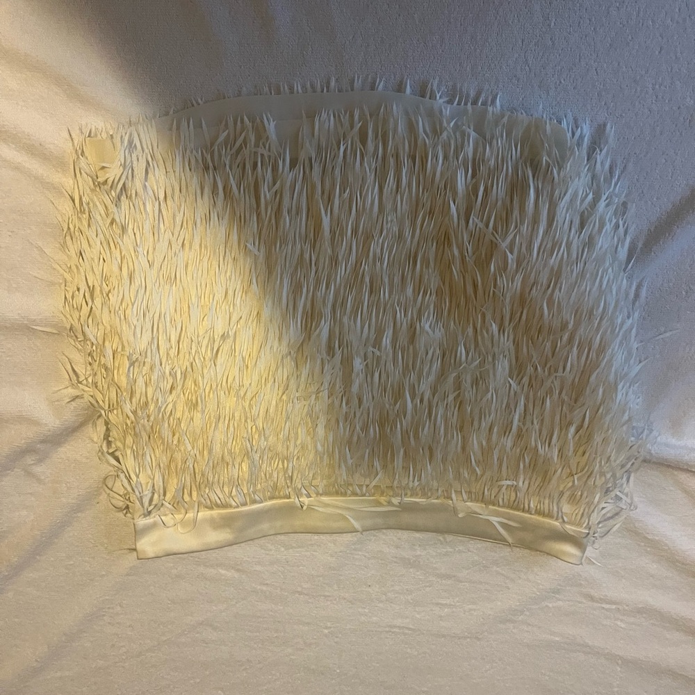 Express Cream Feathered Mini Skirt
